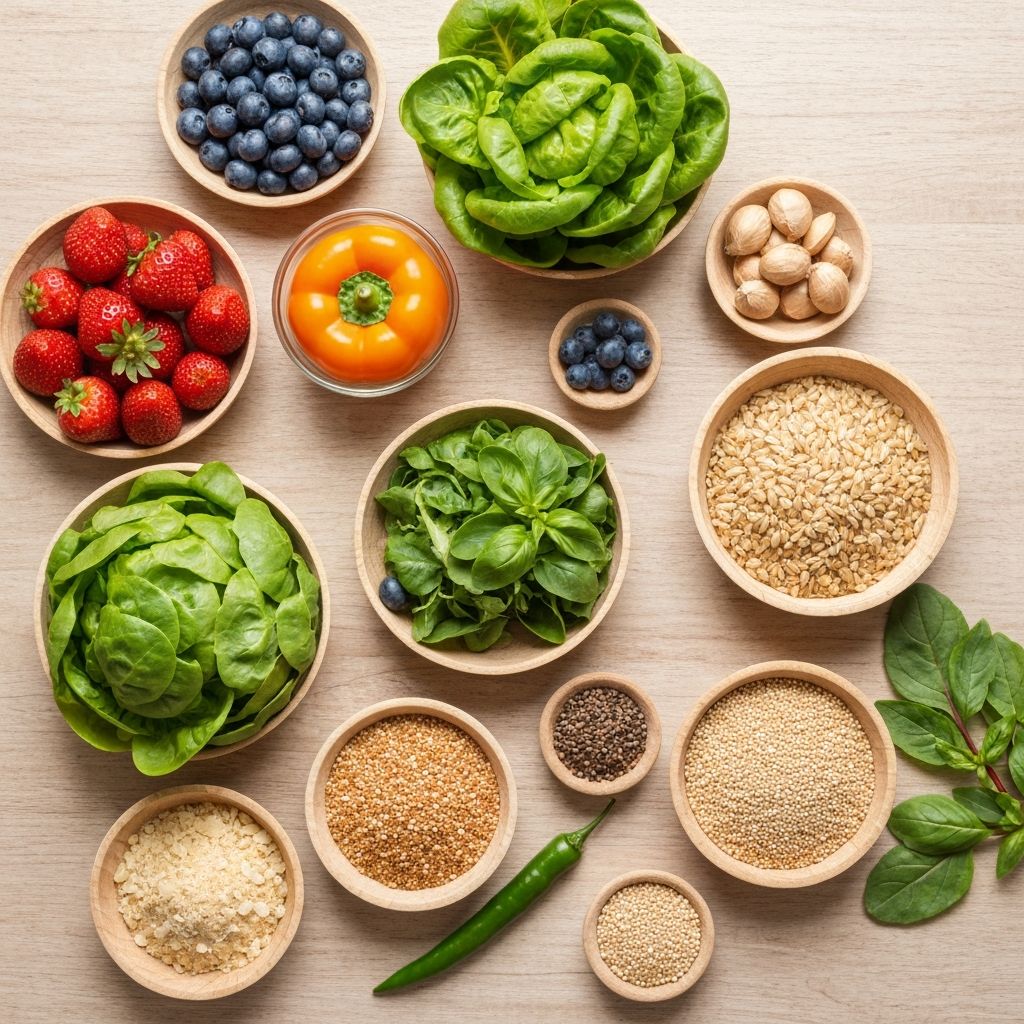 Różnorodne świeże i zdrowe produkty spożywcze na stole